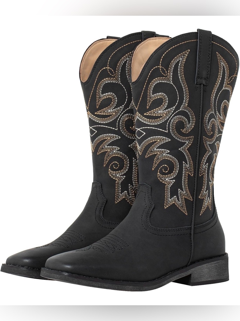 SheSole Square Toe Black Cowboy Boots